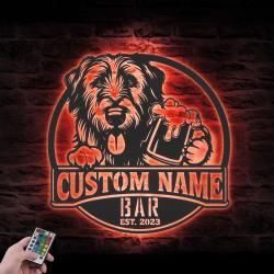 custom irish wolfhound dog pub wall art led light