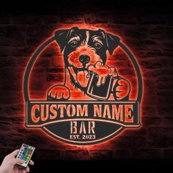 custom jack russell bar decor wall art led light