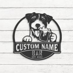 custom jack russell pub sign wall art led light