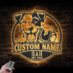 custom jack russell terrier beer pub wall art led light