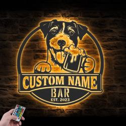 custom jack russell terrier wall art led light