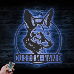 custom jackal metal wall sign led light