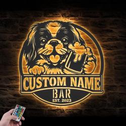 custom japanese chin dog pub sign metal wall art led light