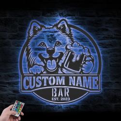Custom Funny Japanese Spitz Thirsty Beer Pub Metal Wall Art