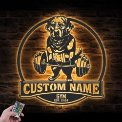 Custom Labrador Retriever Dog Lifting Metal Wall Art LED Light