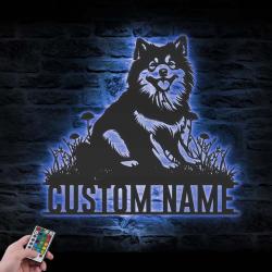 custom lapphund metal wall art led light