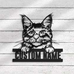 custom maine coon wall art metal led light