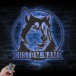 custom malamute shepherd mix metal wall sign led light