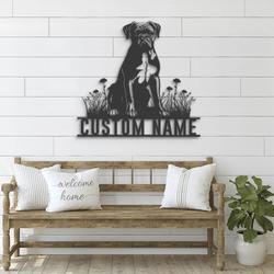 custom metal wall art boxer dog led backlit personalized pet sign