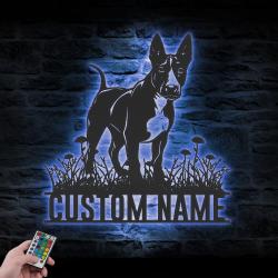 custom mini bull terrier metal wall art led light