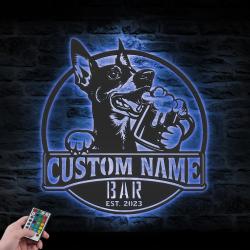 custom mini pinscher pub sign wall art led light