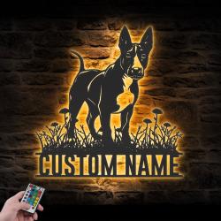 custom miniature bull terrier wall art led light