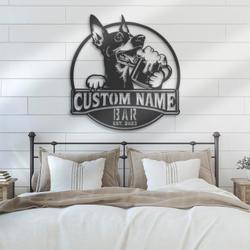 custom miniature pinscher beer art wall led light
