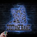 custom munchkin cat metal wall sign led light