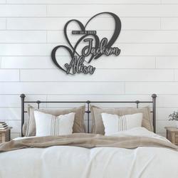 Custom Name And Date Custom Metal Wall Art LED Light Heart And Infinity Name Sign