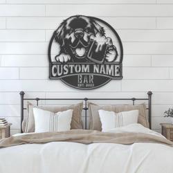 Custom Funny Newfoundland Thirsty Beer Pub Metal Wall Art LED Light