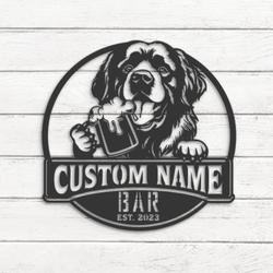 Custom Newfoundland Dog Thirsty Beer Pub Metal Wall Art Pet