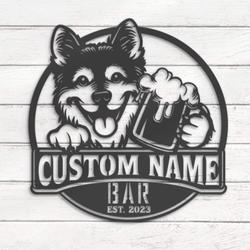 custom norwegian buhund bar decor wall art led light