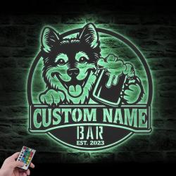 custom norwegian buhund pub sign wall art led light