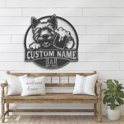 Custom Funny Norwich Terrier Thirsty Beer Pub Metal Wall Art LED Light