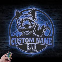 custom norwich terrier pub sign wall art led light