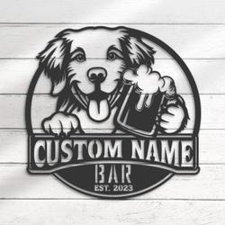 Custom Nova Scotia Duck Tolling Retriever Thirsty Beer Pub Metal Wall Art LED Light