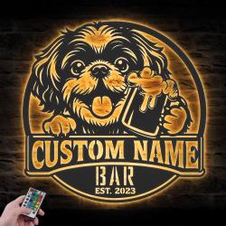 custom peekapoo beer pub wall art led light