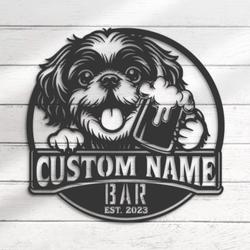 custom peekapoo pub sign wall art led light