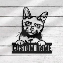 Custom Peeking Korat Cat Metal Wall Art LED Light