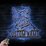custom peeking manx cat wall art led light