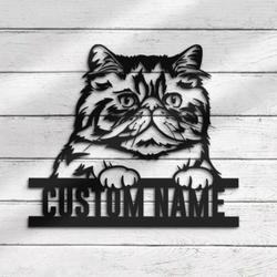 custom peeking persian cat wall decor led light