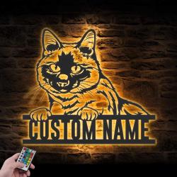 custom peeking siamese cat wall art led light