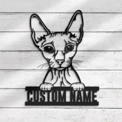 custom peeking sphynx wall decor led light