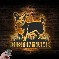custom pembroke welsh corgi wall art led light