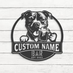 custom pitbull beer art wall art led light