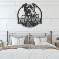 custom pitbull pub sign wall art led light