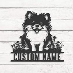 Custom Baby Pomeranian Metal Wall Art LED Light
