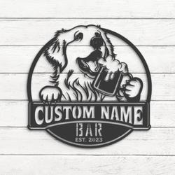 custom pyrenean bar decor metal wall art led light