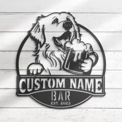 custom pyrenean bar metal wall art led light