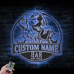custom pyrenean dog pub sign wall art led light