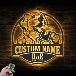Custom Pyrenean Mountain Dog Thirsty Beer Pub Metal Wall Art