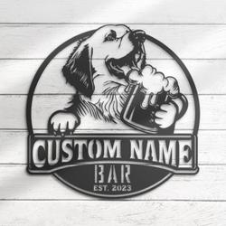 custom pyrenees bar metal wall art led light