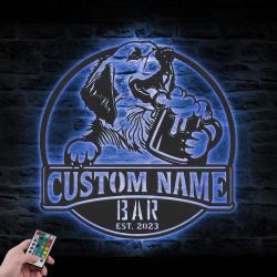 custom pyrenees dog pub sign wall art led light