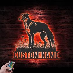 custom russian hound wall decor led light