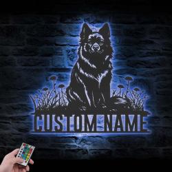 custom schipperke metal wall sign led light