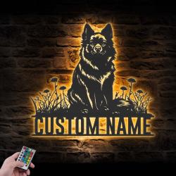 Custom Schipperke Metal Wall Art LED Light