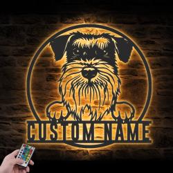 custom schnauzer metal sign wall decor led light