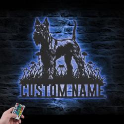 custom schnauzer metal wall sign led light