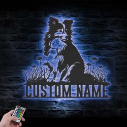 custom sheepdog metal wall art sign led light