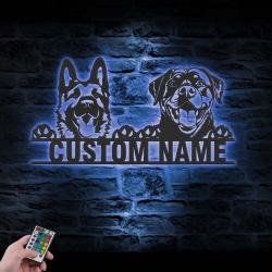 custom shepherd rottweiler metal wall art led light